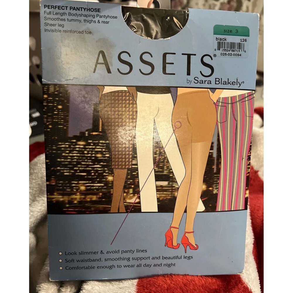 New Womens Assets Spanx Perfect Fit Pantyhose Black Size 3‎